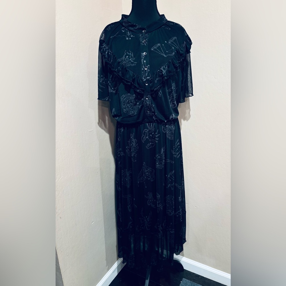 Nightfall Constellation Whimsygoth Black Midi Dress size 22/24